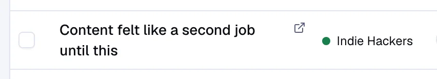 A waiting Outreach draft from Indie Hackers in the Evan Chen workspace: Content felt like a second job until this, matched on content and habit.